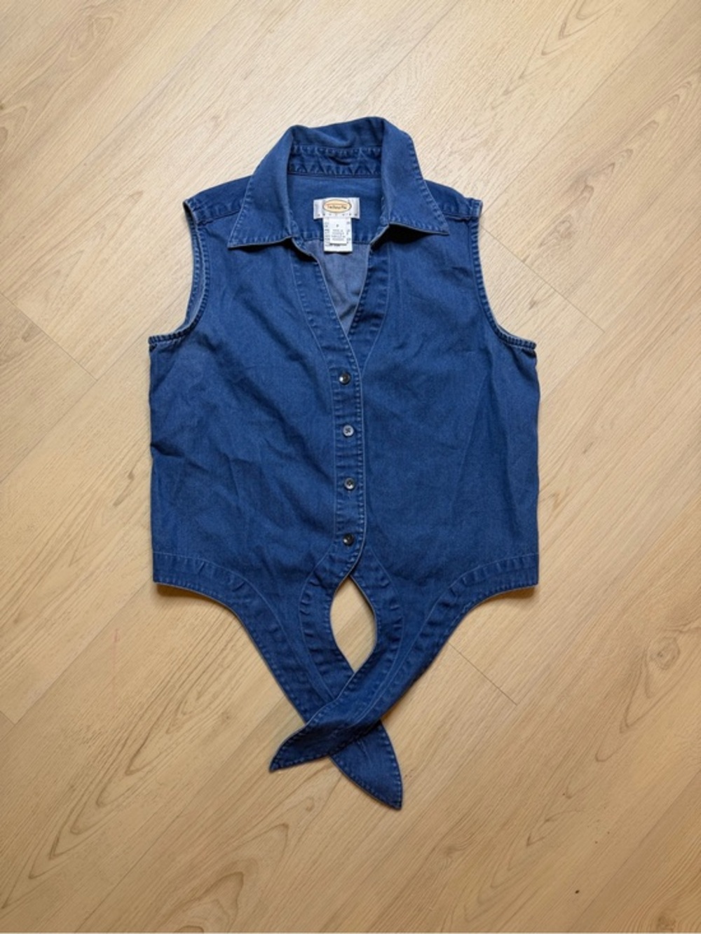 Talbots Denim sleeveless with button and collar Top